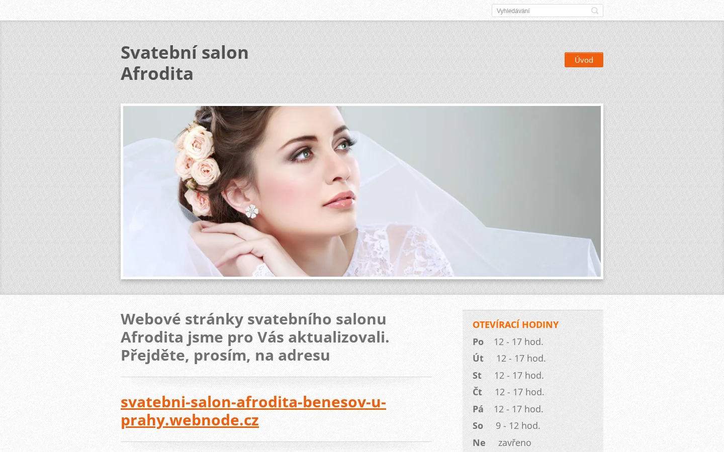 Svatební salon Afrodita website