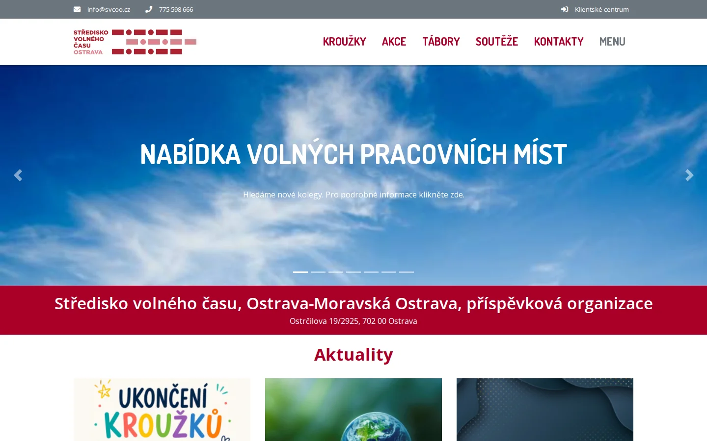 Středisko volného času, Ostrava-Moravská Ostrava website