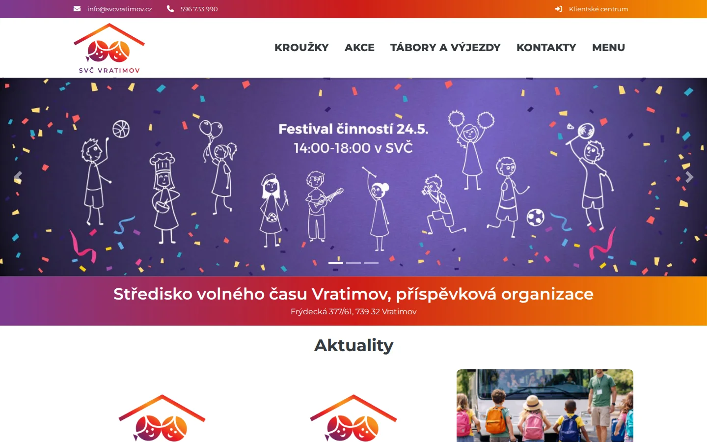 Středisko volného času Vratimov website