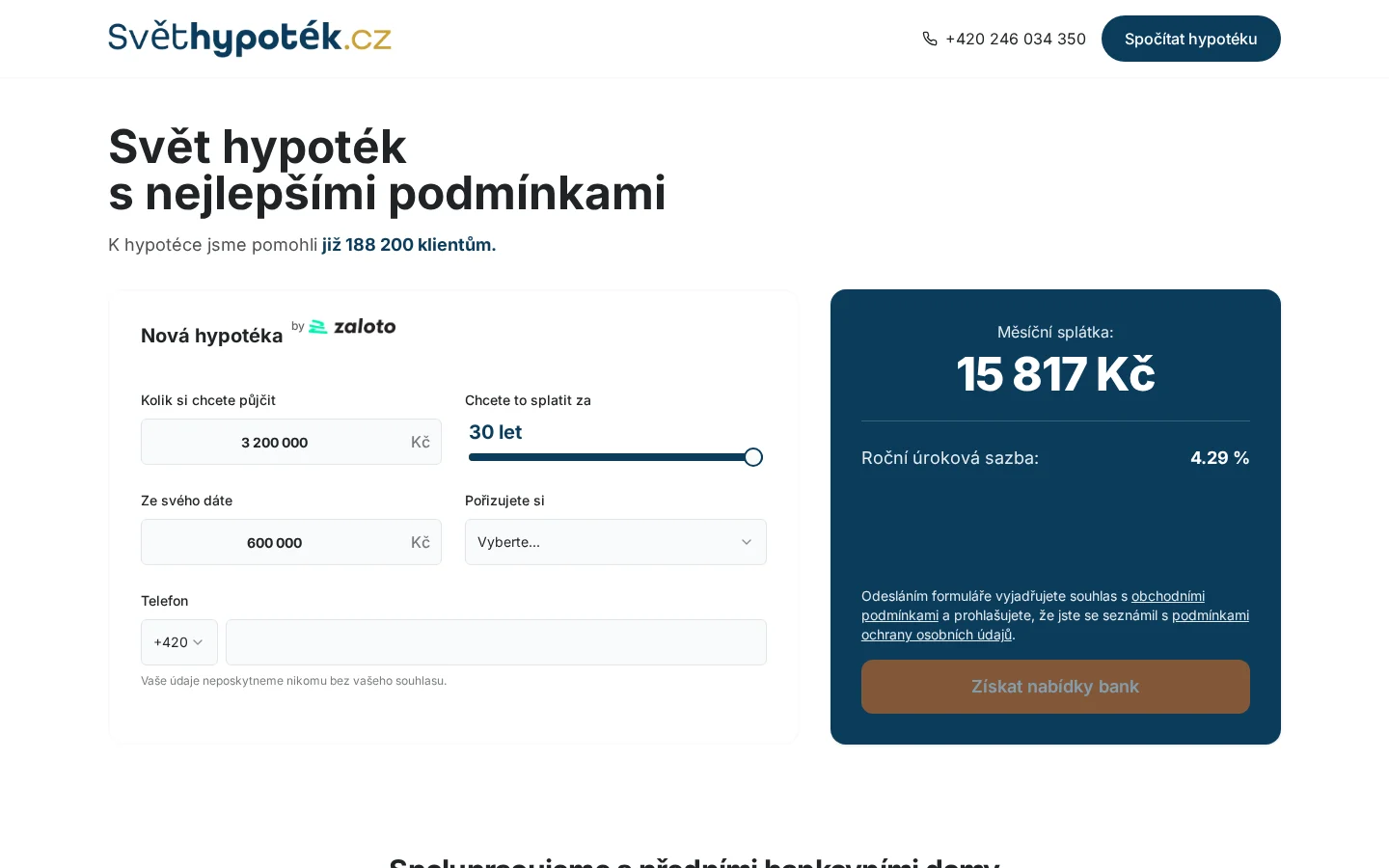 SvětHypoték.cz website