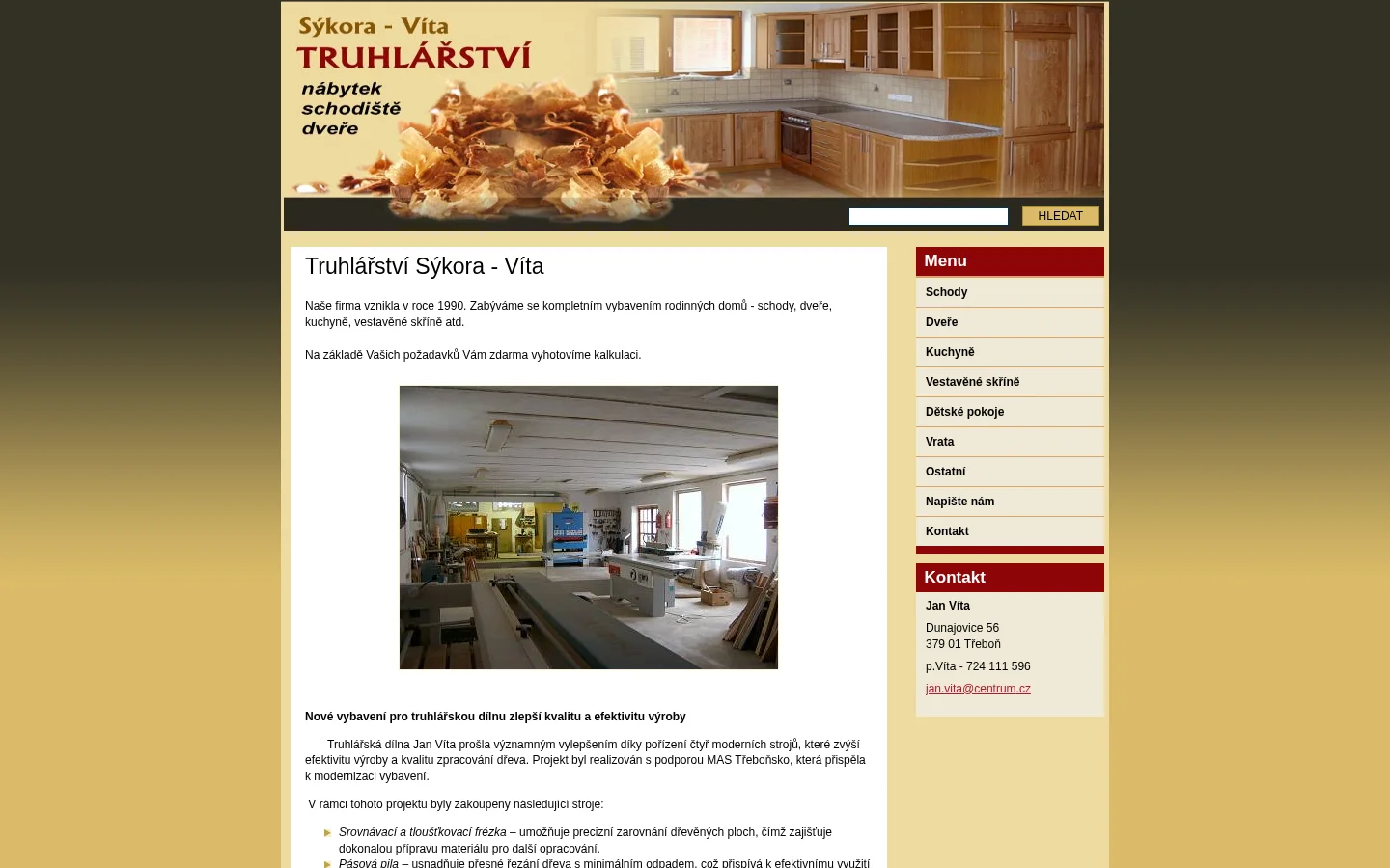 Truhlářství Sýkora - Víta website