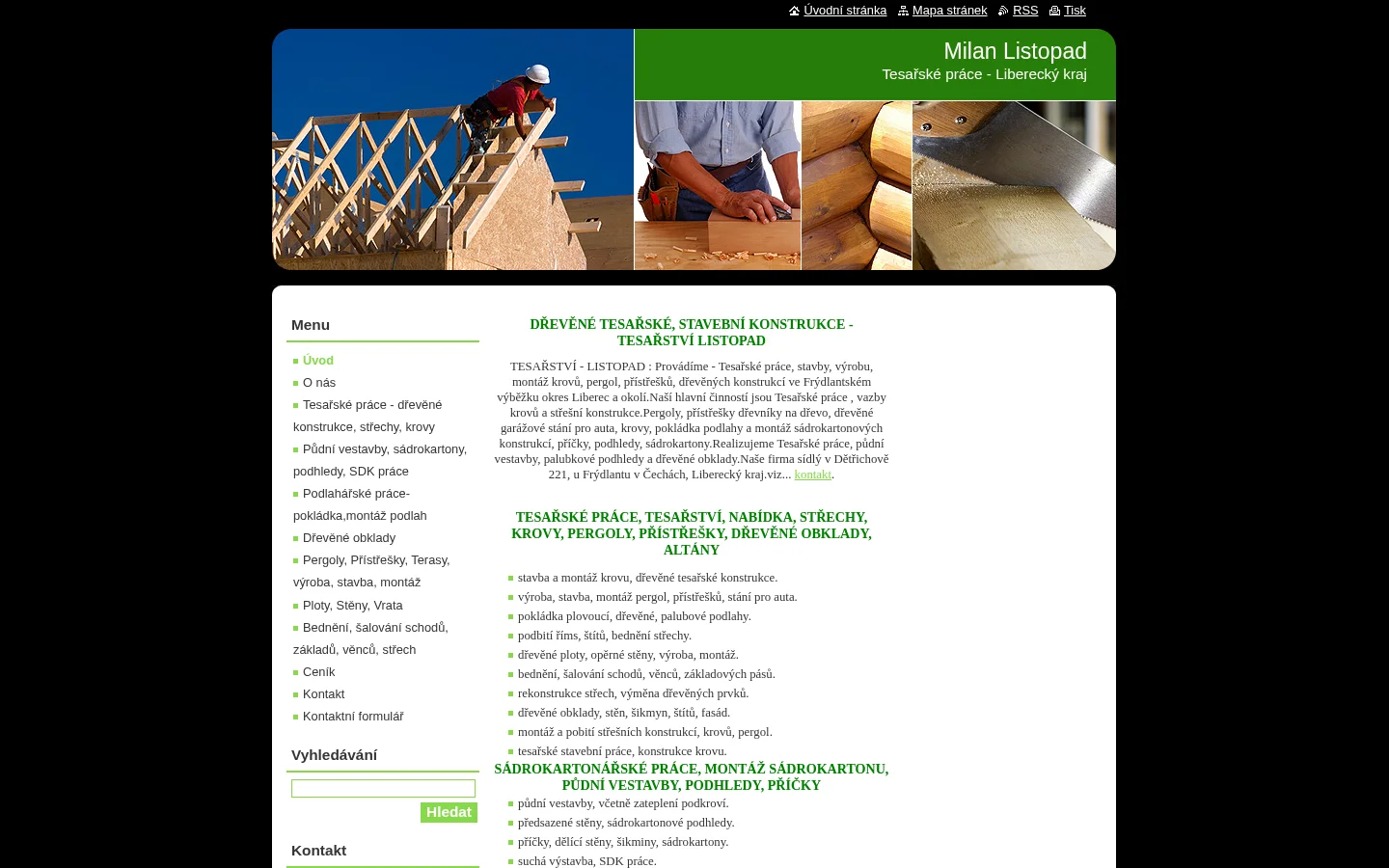Tesařství Listopad website