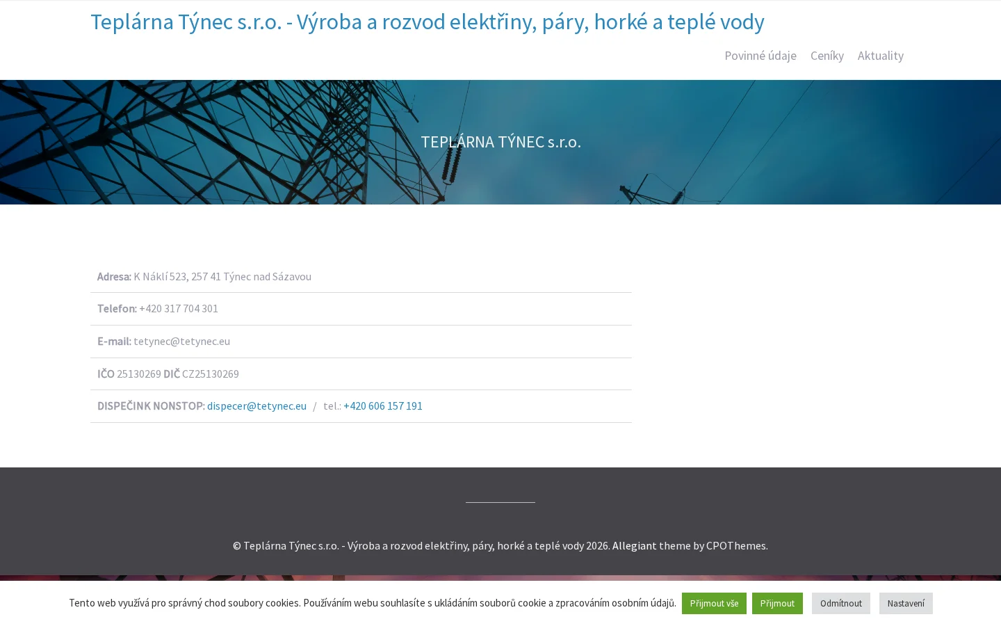 Teplárna Týnec website