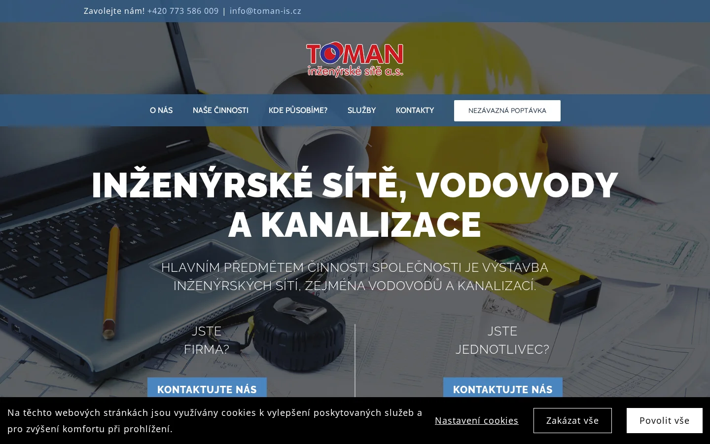 TOMAN - inženýrské sítě, a.s. website