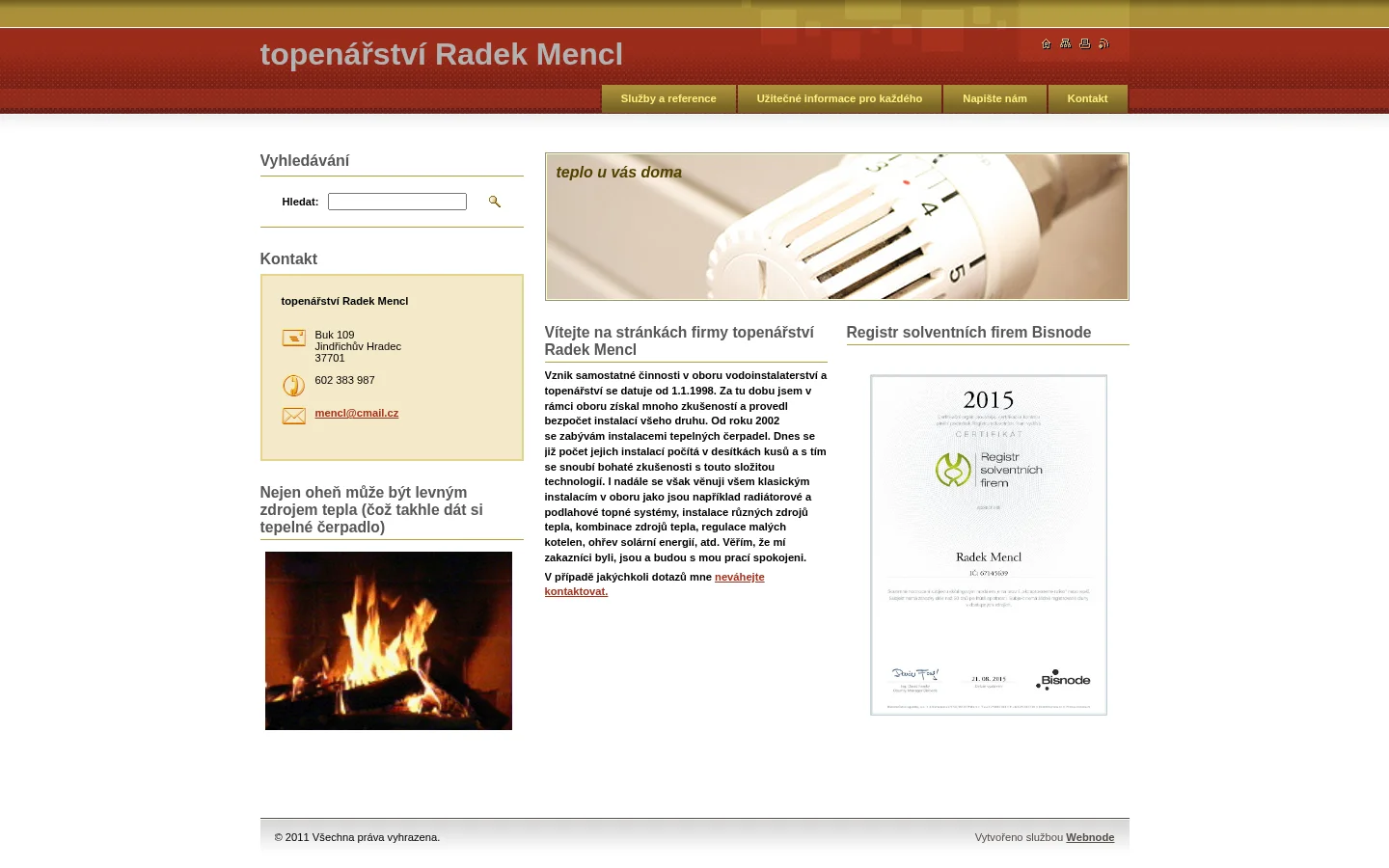 Topenářství Radek Mencl website
