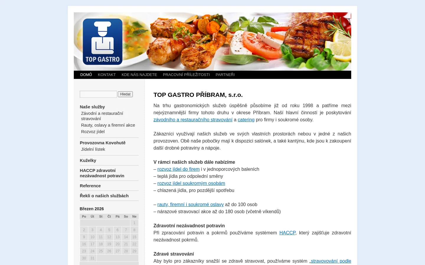 JÍDELNA TOP GASTRO website