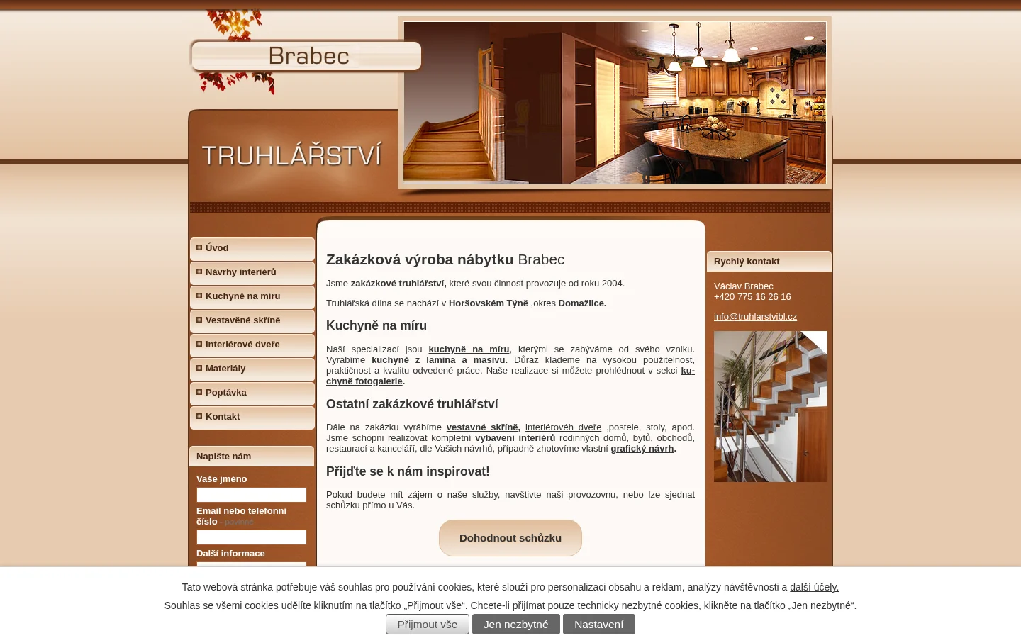 Truhlářství Brabec website
