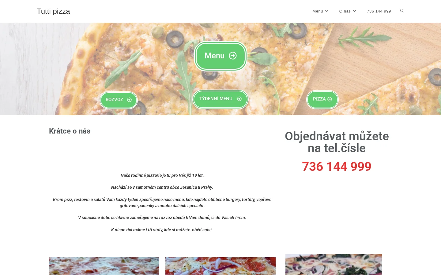 Tutti Pizza website