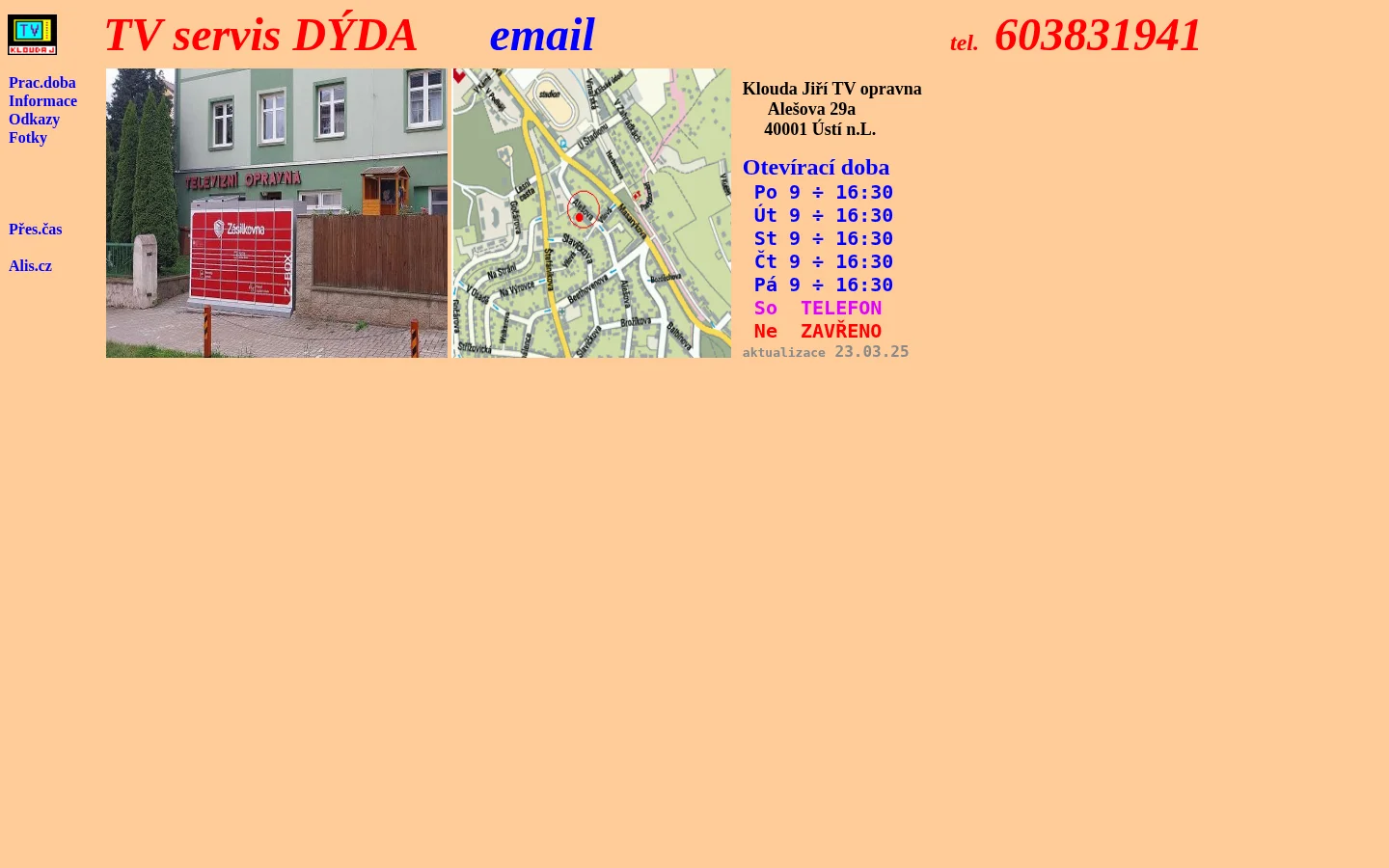 Televizní servis DÝDA website