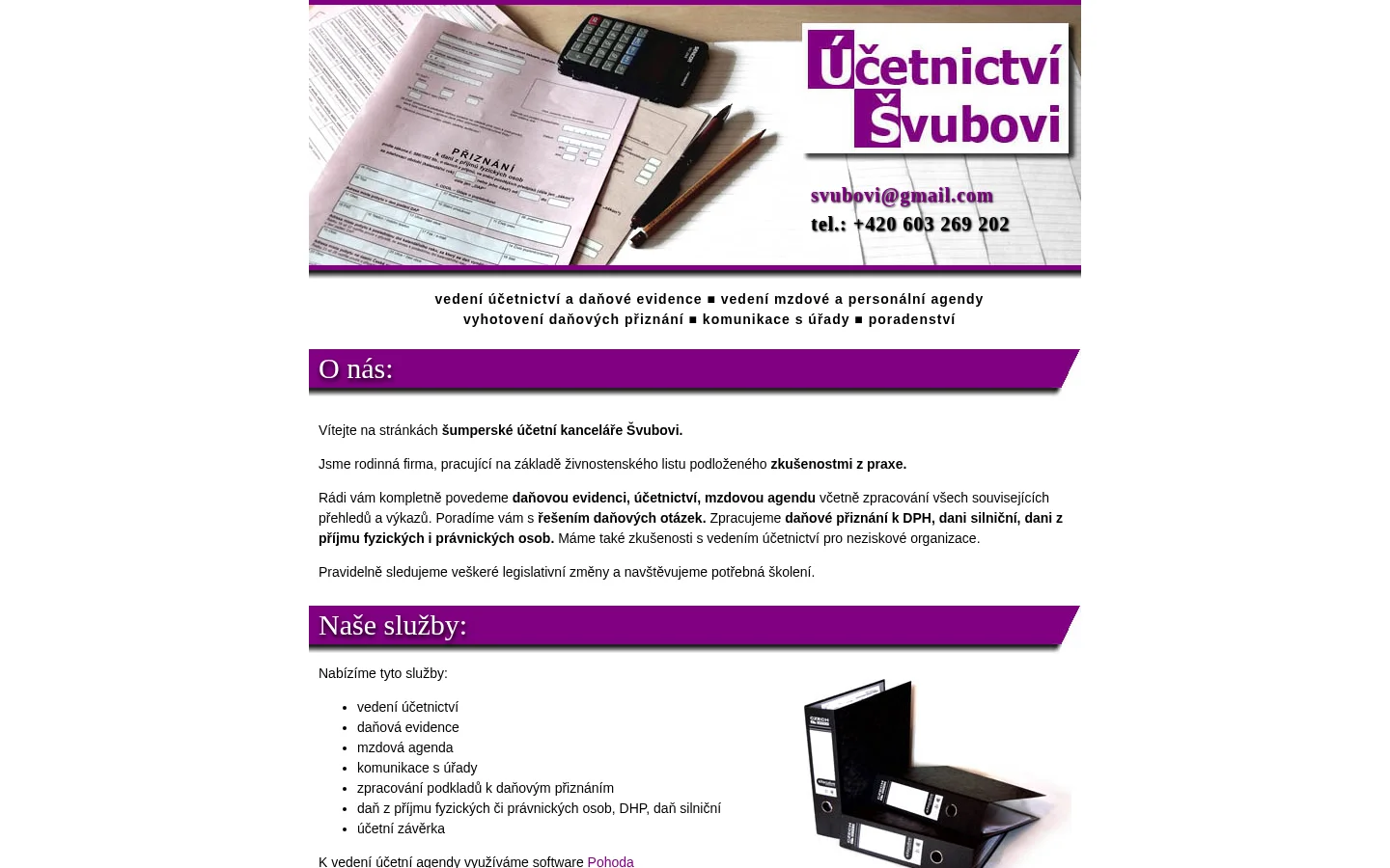 Účetní kancelář Švubovi website