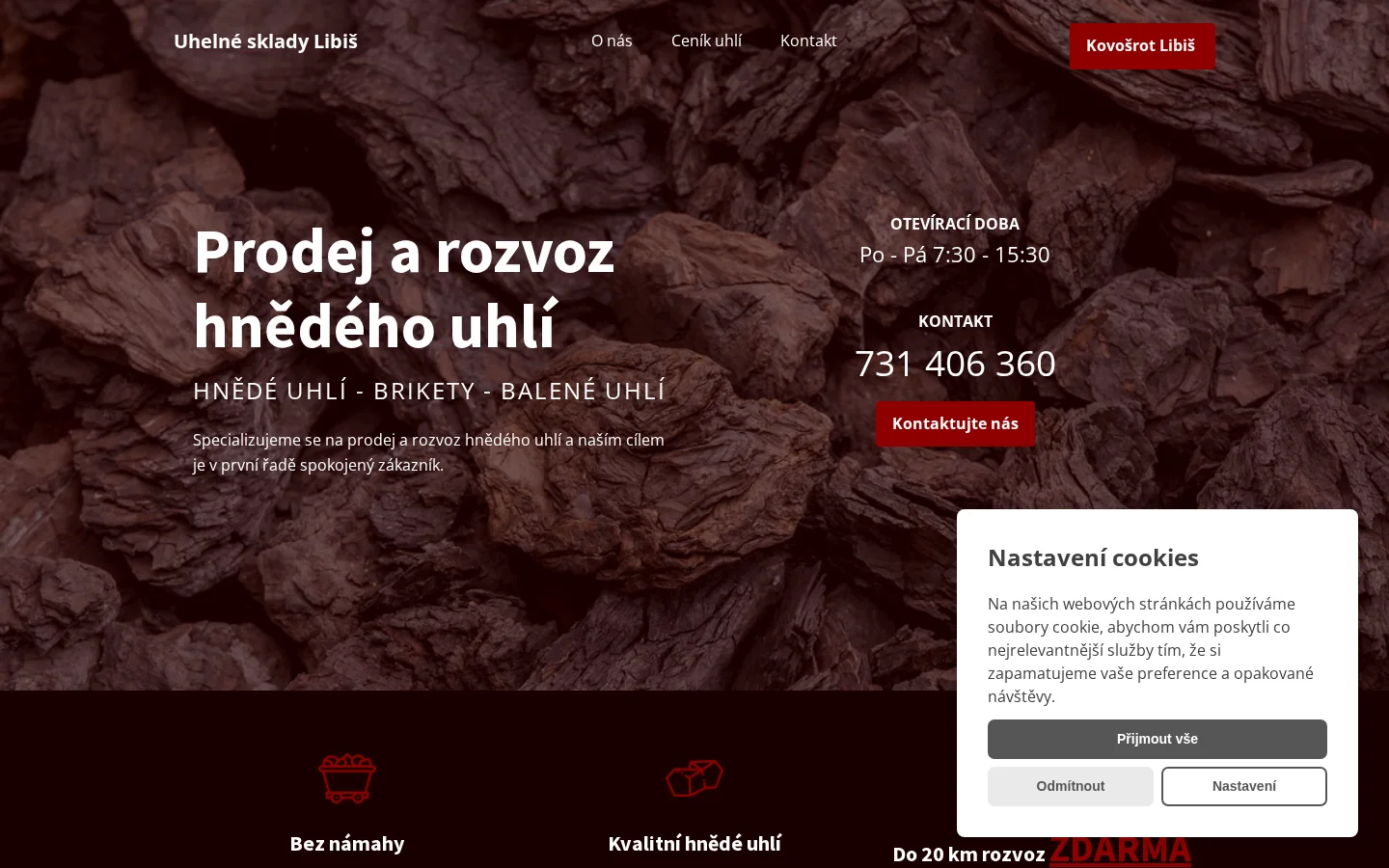 Uhelné sklady Libiš website