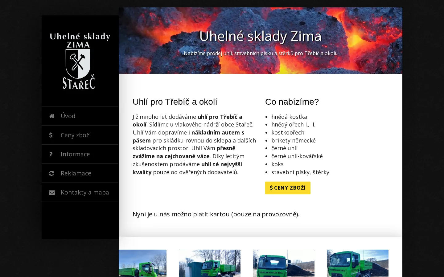Uhelné sklady Zima website