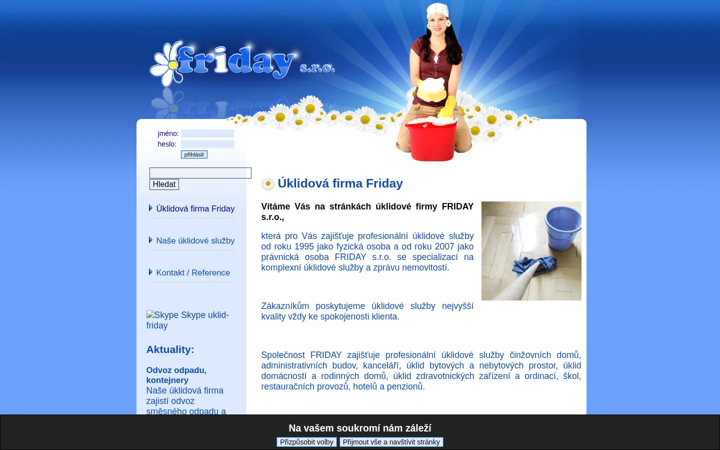 Úklidová firma Friday website