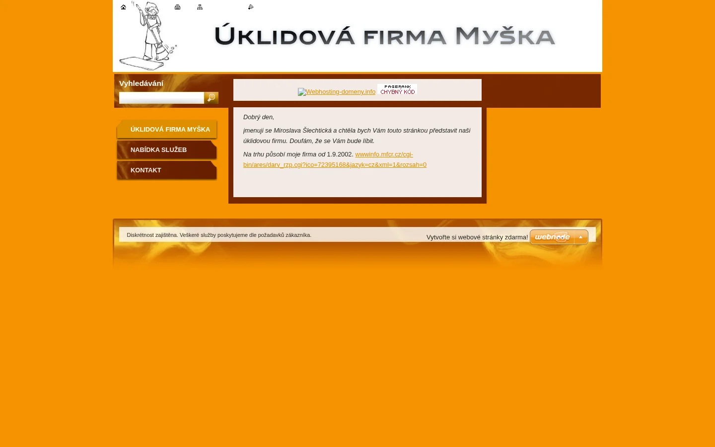Úklidová firma Myška website