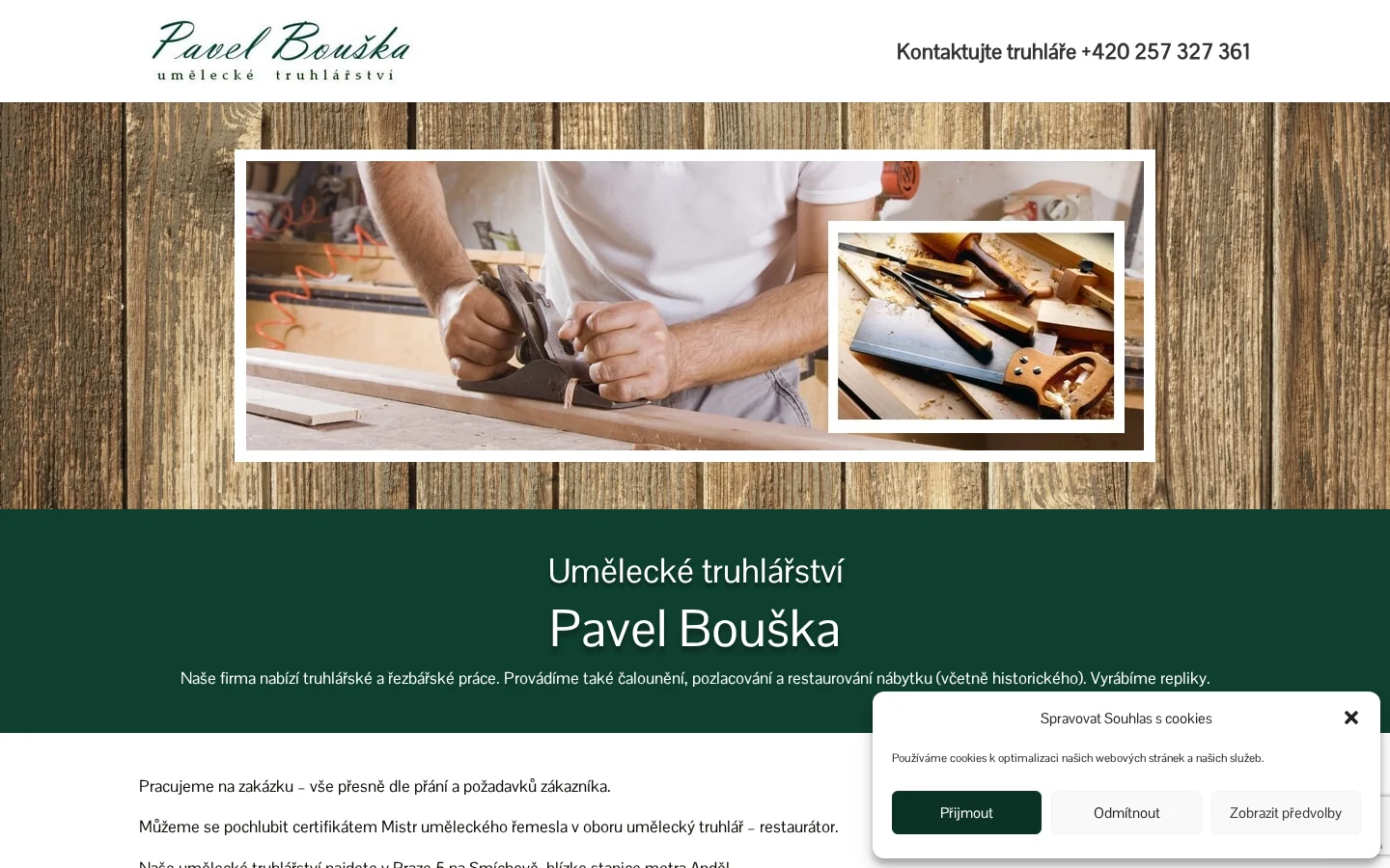 Umělecké truhlářství Pavel Bouška website