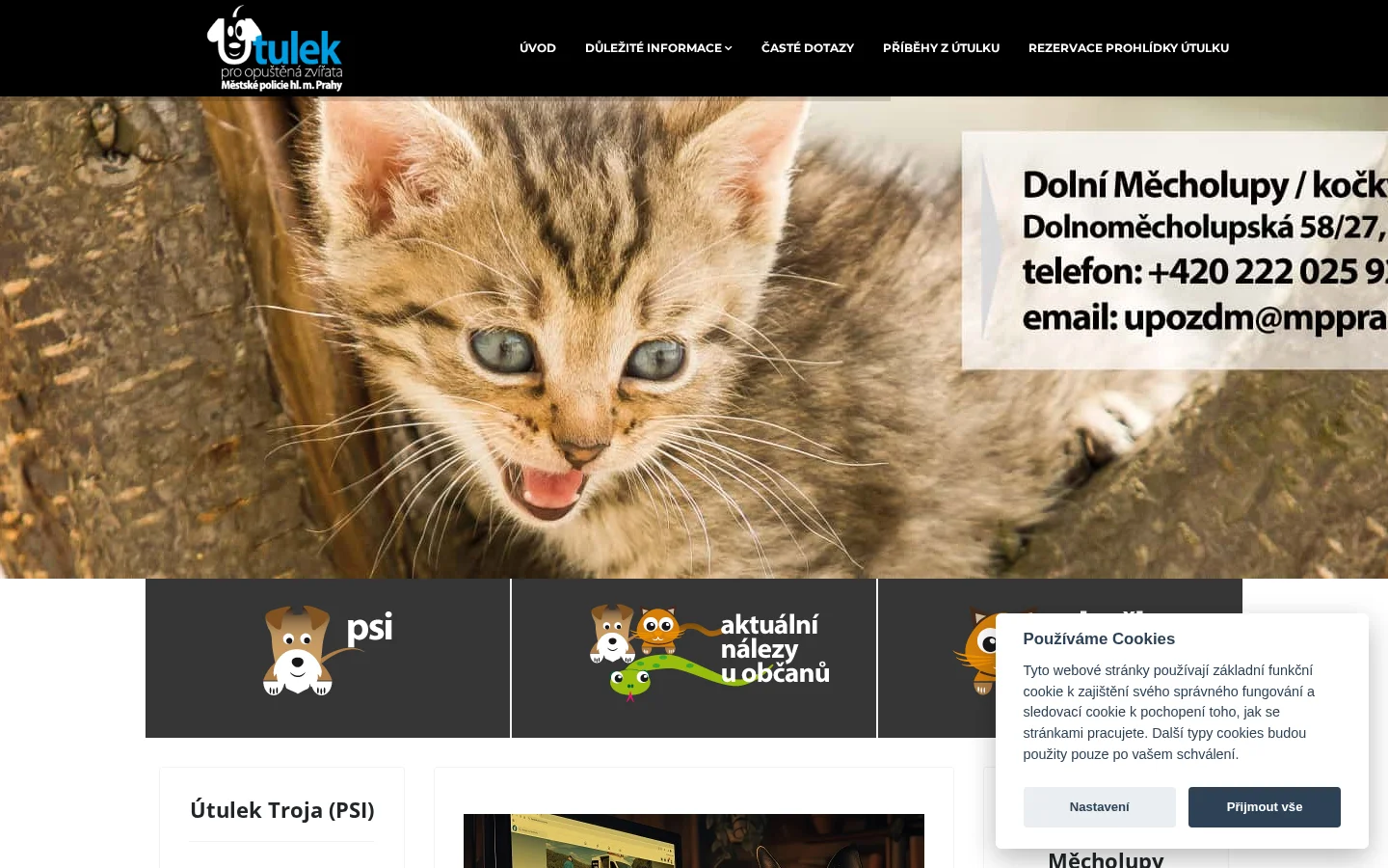 Útulek pro opuštěná zvířata Městské policie hl. m. Prahy website