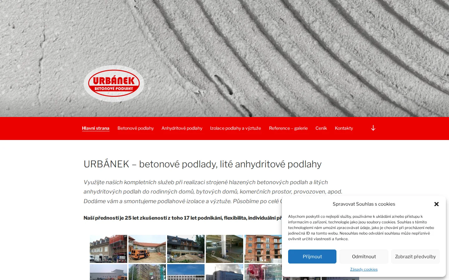Urbánek - betonové podlahy website