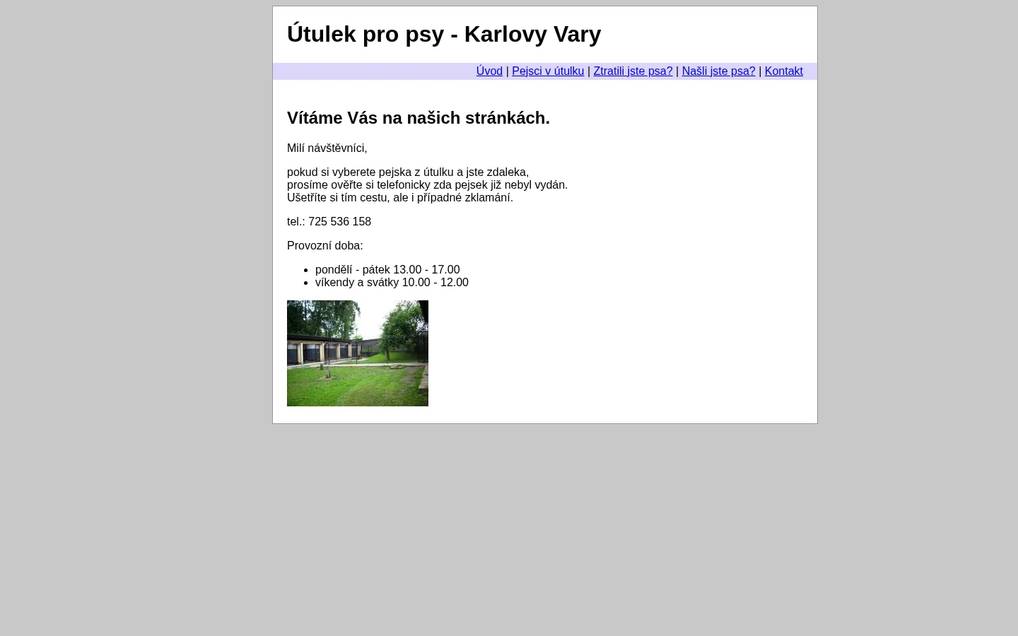 Útulek pro psy - Karlovy Vary website