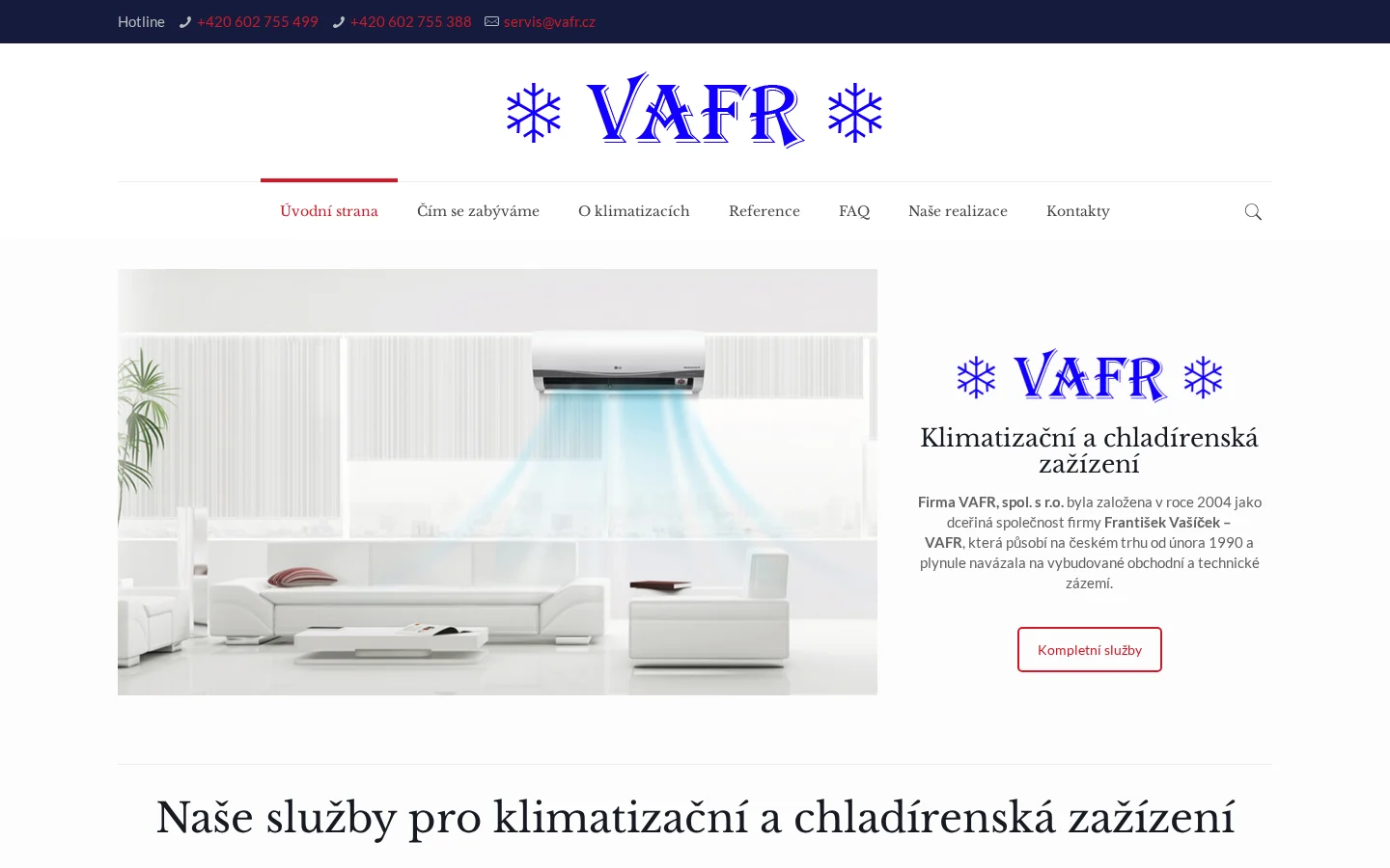 VAFR, spol. s r.o. website