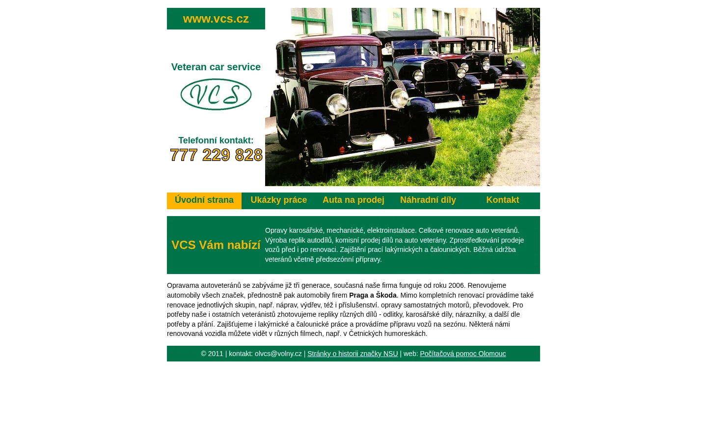 Klub historických automobilů website
