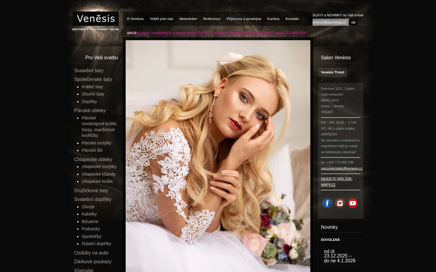 Svatební a společenský salon Venésis website