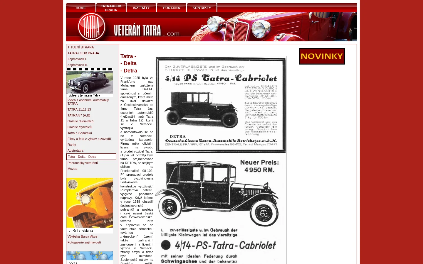 TATRA VETERAN CAR CLUB PRAHA website