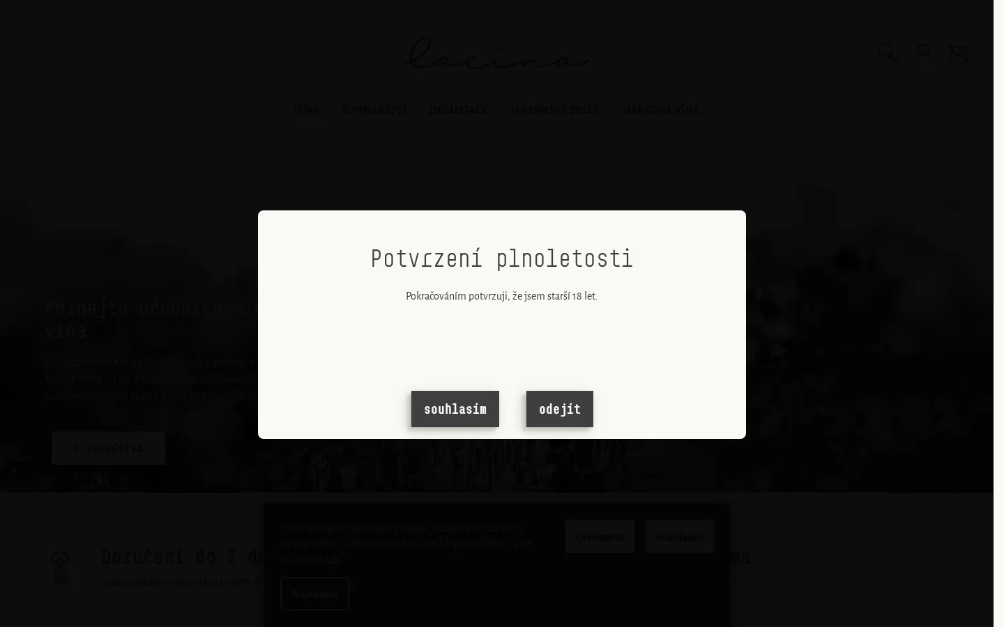 Habánský sklep vinařství Lacina website
