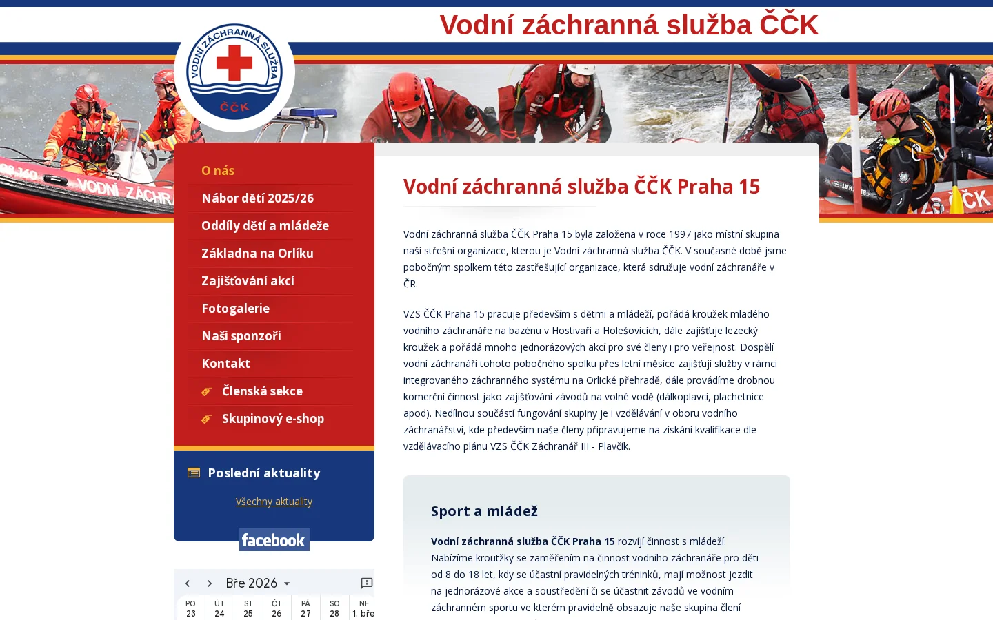 Vodní záchranná služba ČČK Praha 15 website