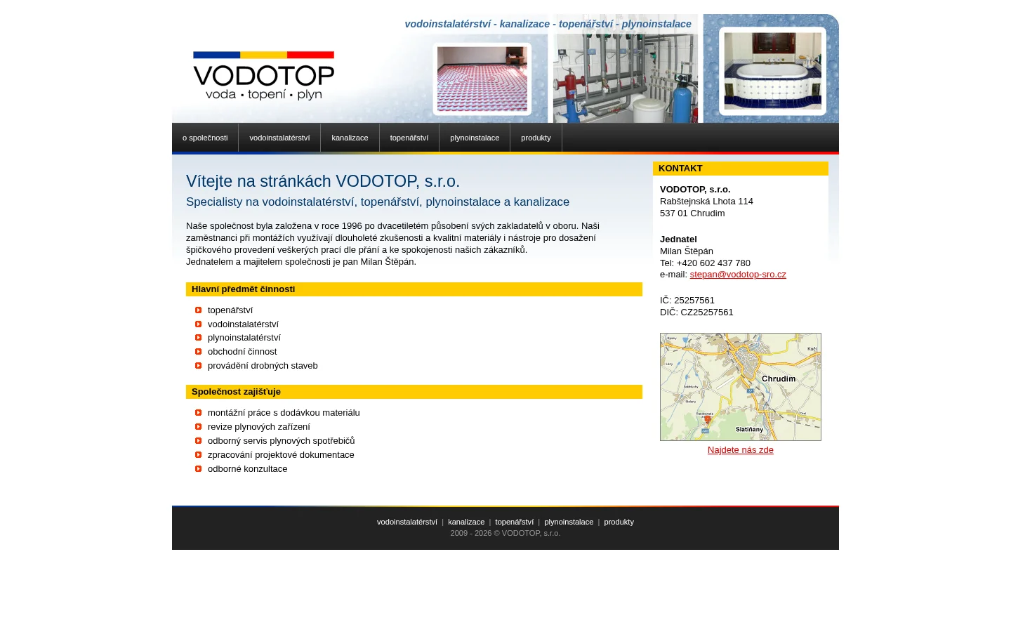 VODOTOP, s.r.o. website