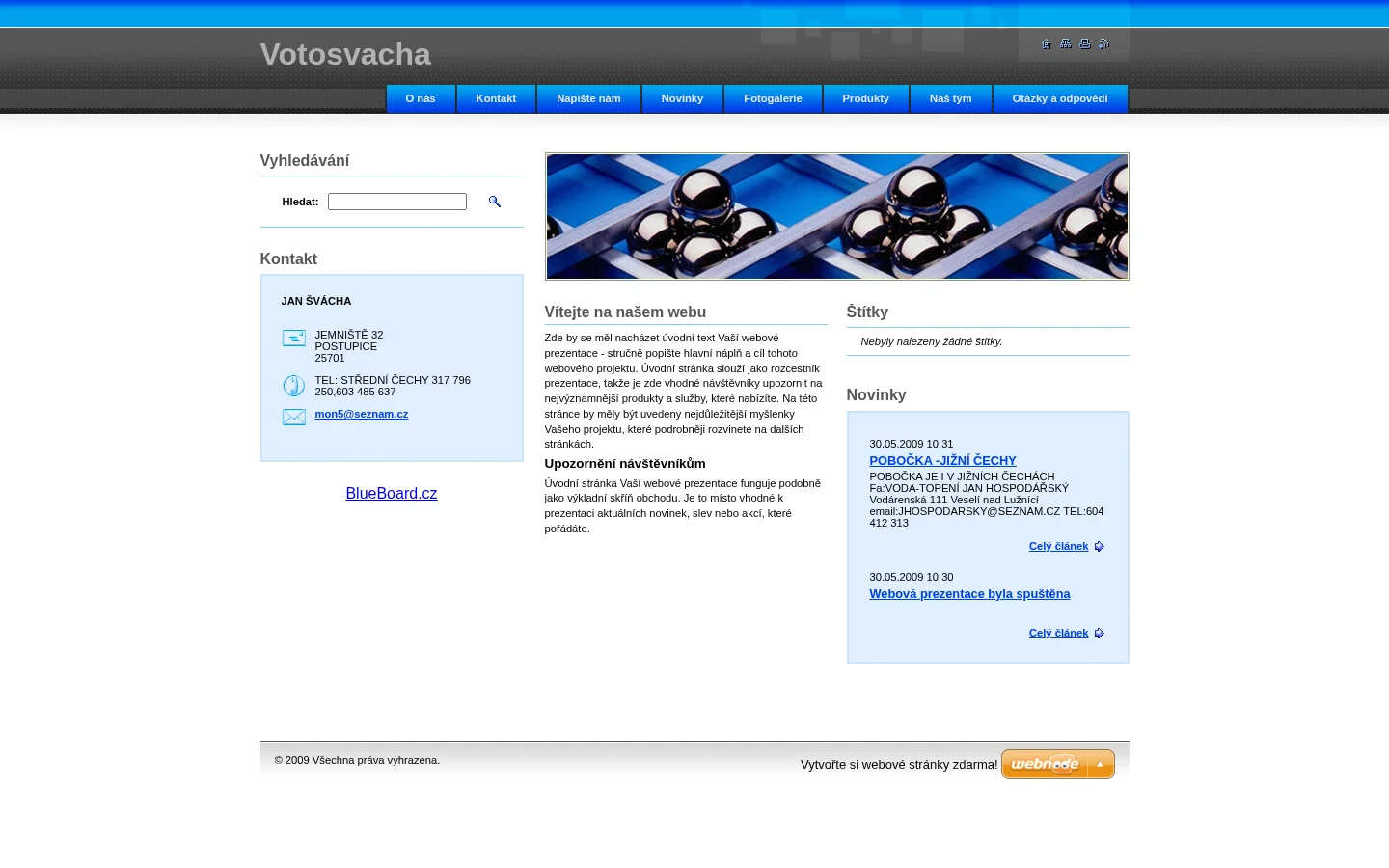 Jan Švácha - Instalatérství website