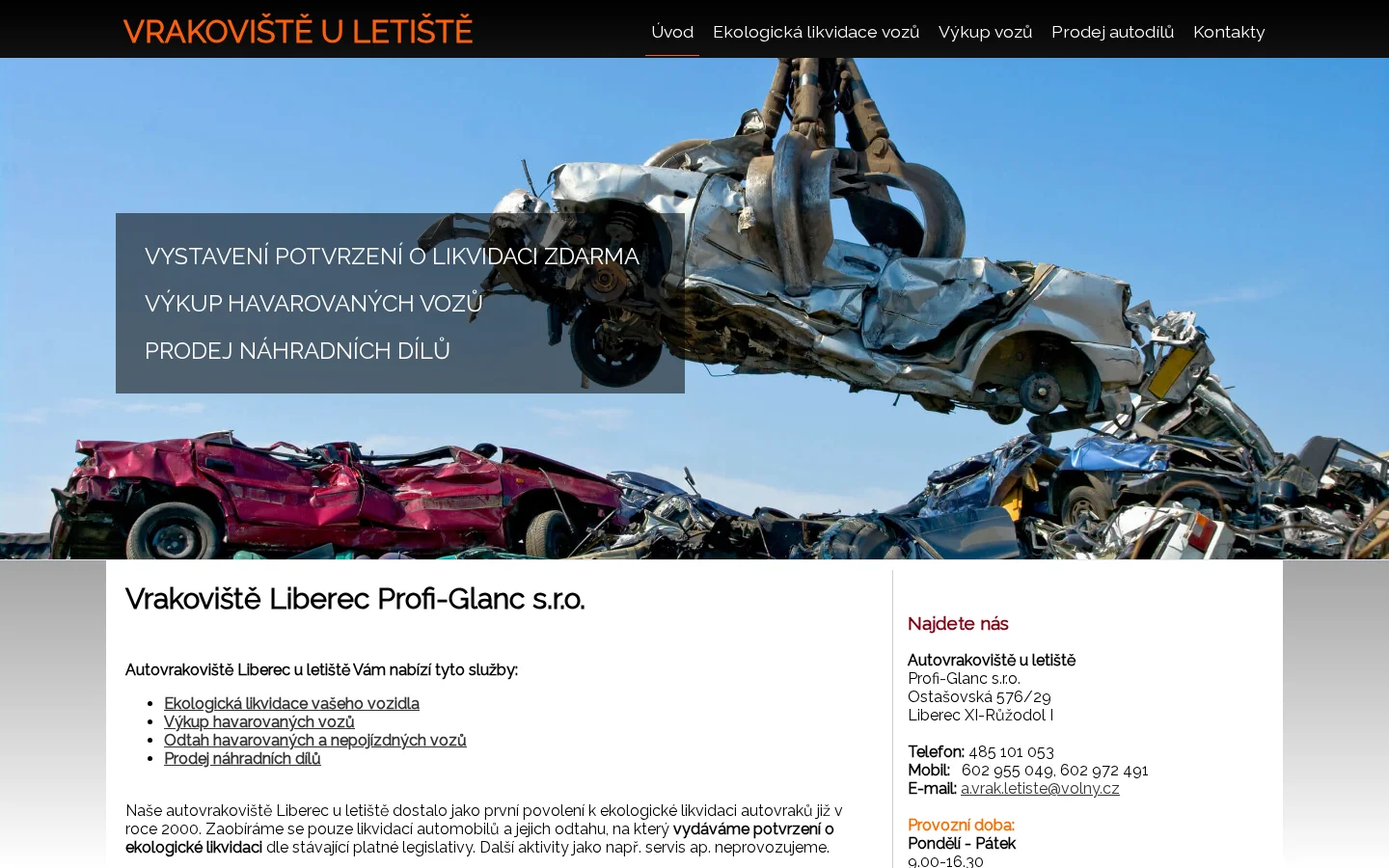 AUTOVRAKOVIŠTĚ U LETIŠTĚ website