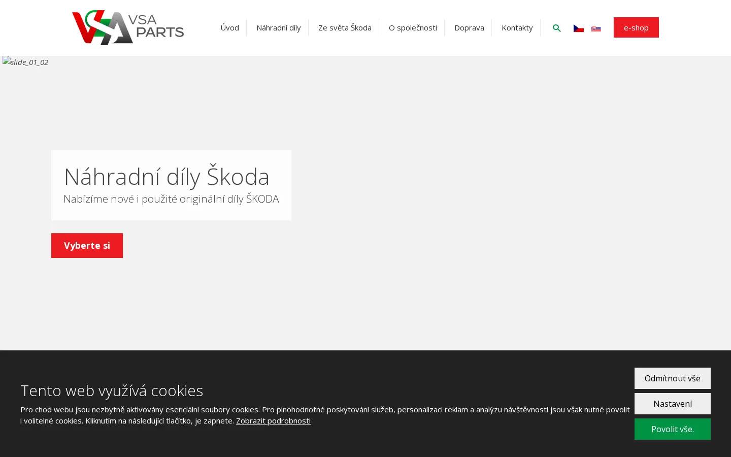 VSAparts - autodíly Škoda website