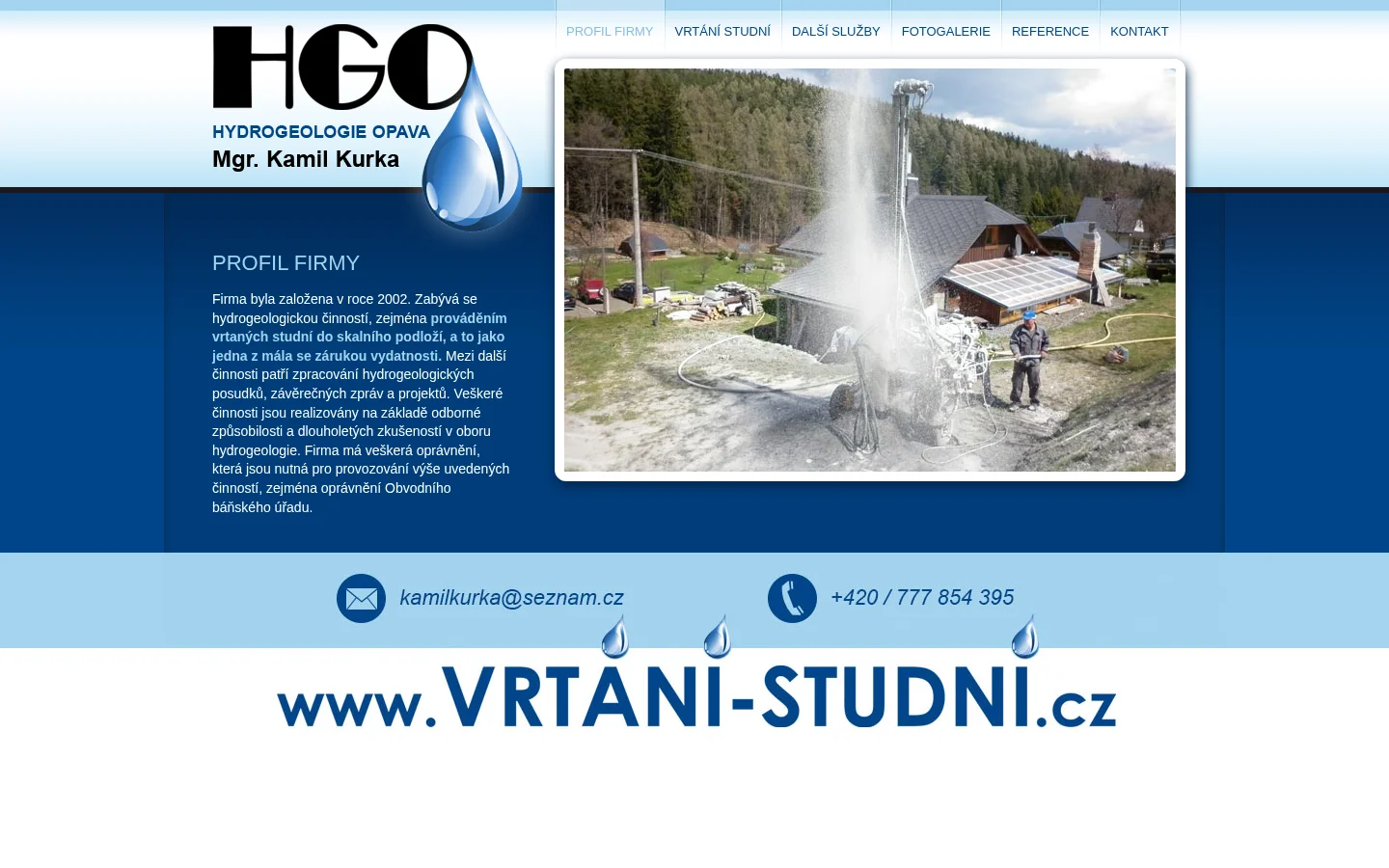 Vrtání studní Mgr. Kamil Kurka website