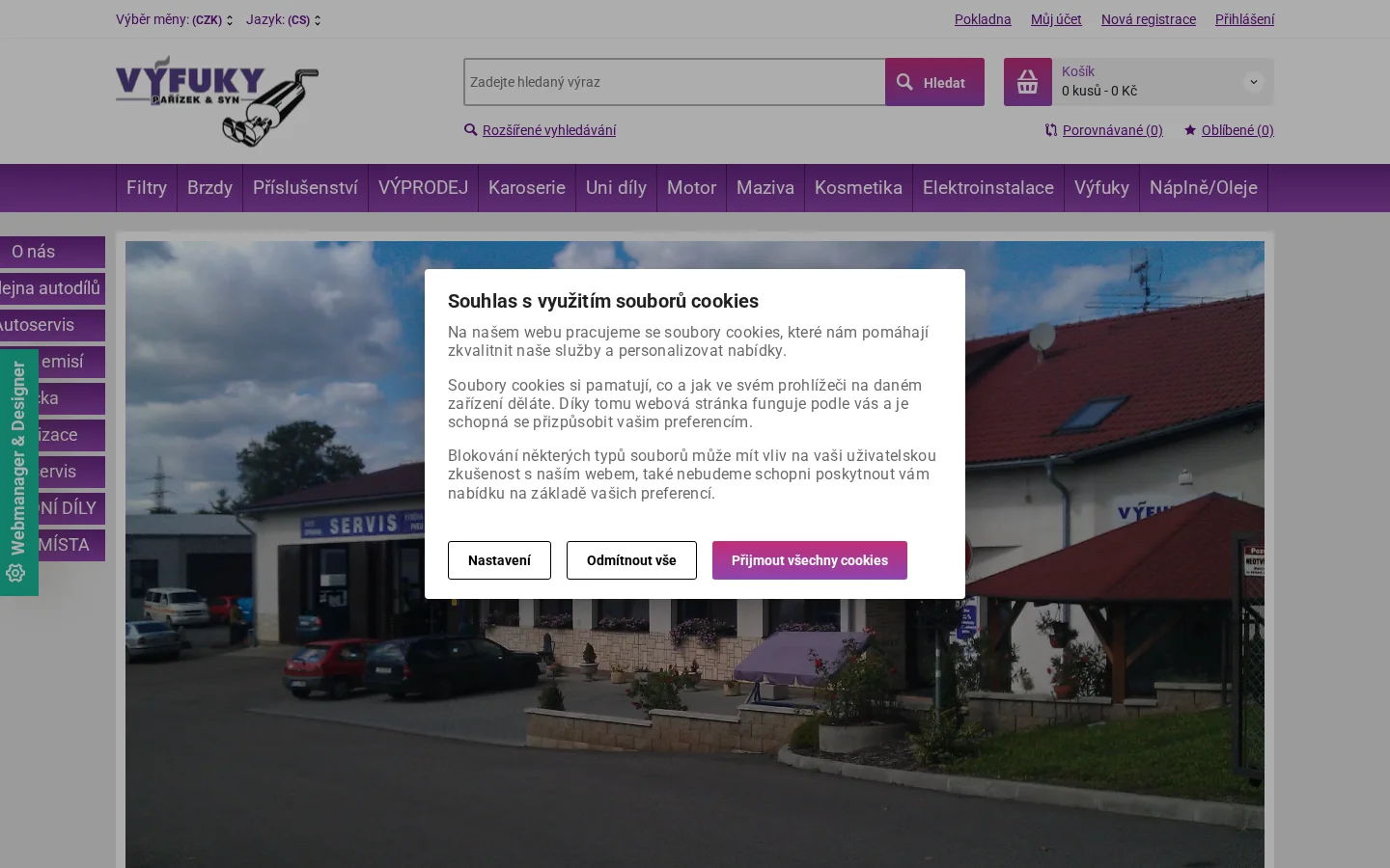 Výfuky autodíly Pařízek a syn website