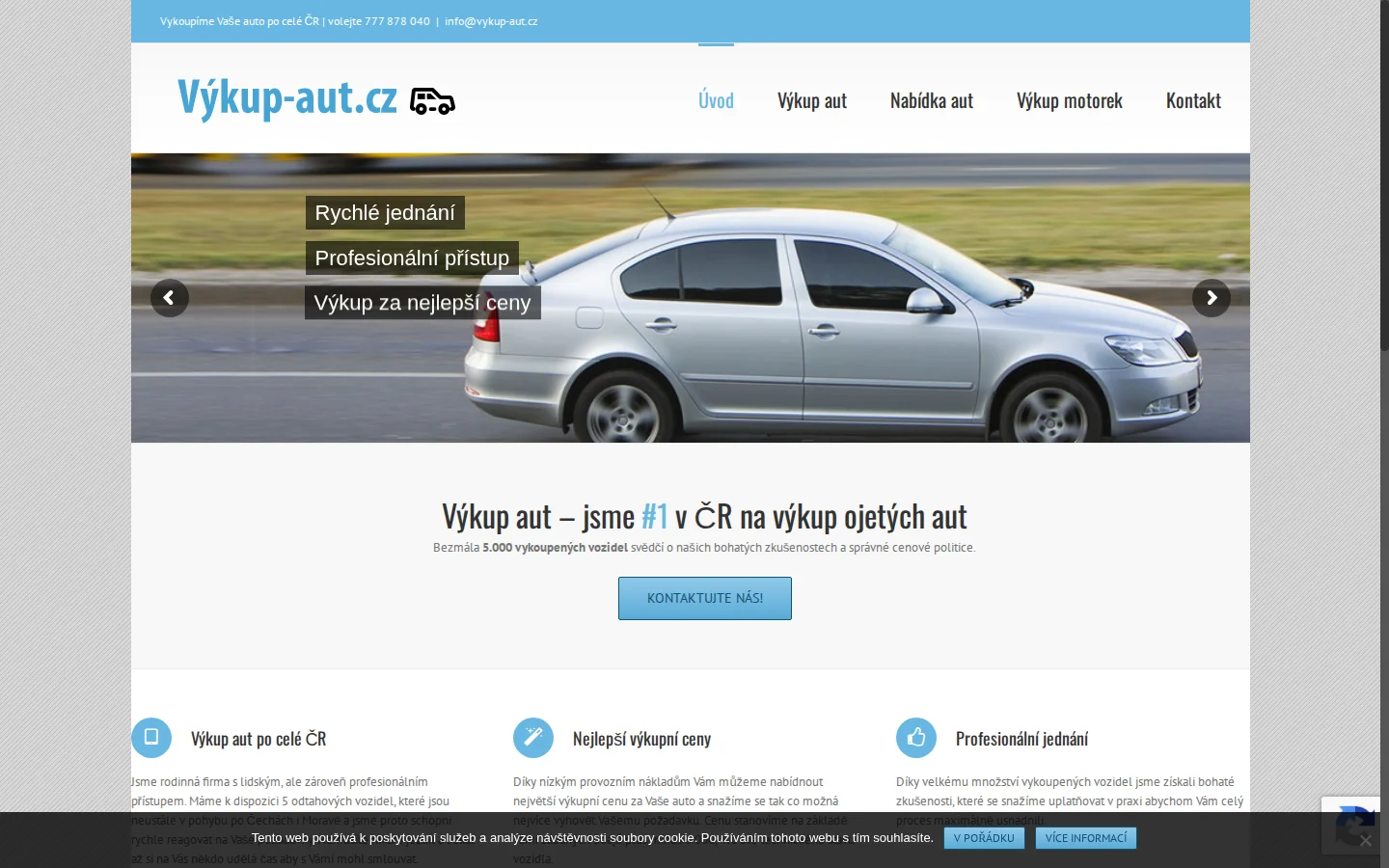 Výkup Aut website