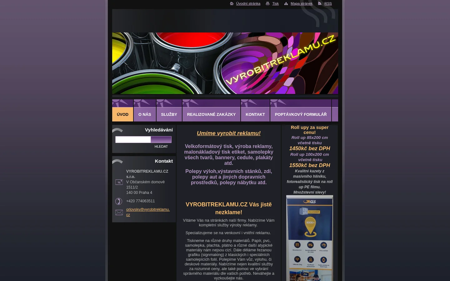 VYROBITREKLAMU.CZ website