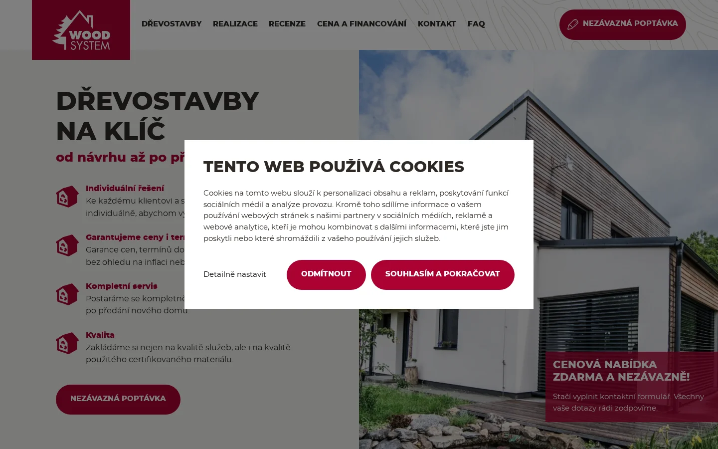 Wood System - dřevostavby website