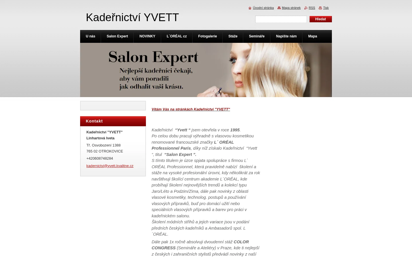 Kadeřnictví YVETT website