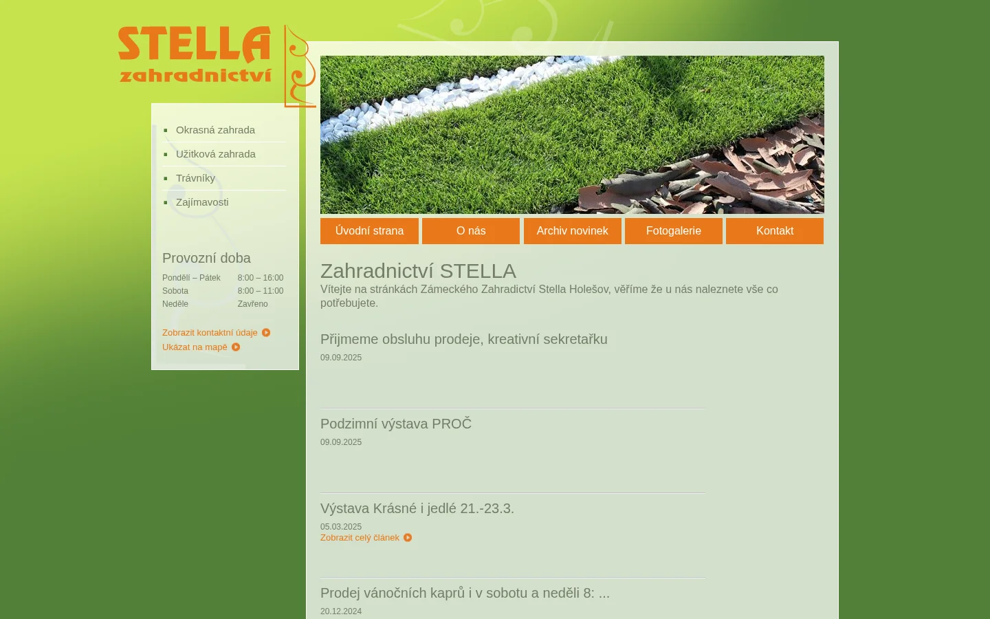 Zahradnictví Stella website