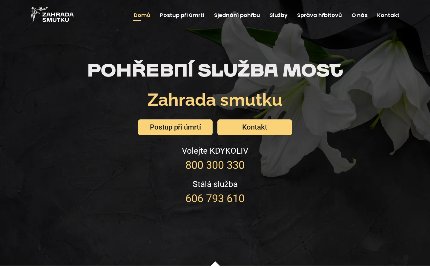 Pohřební služba Most - Zahrada smutku website