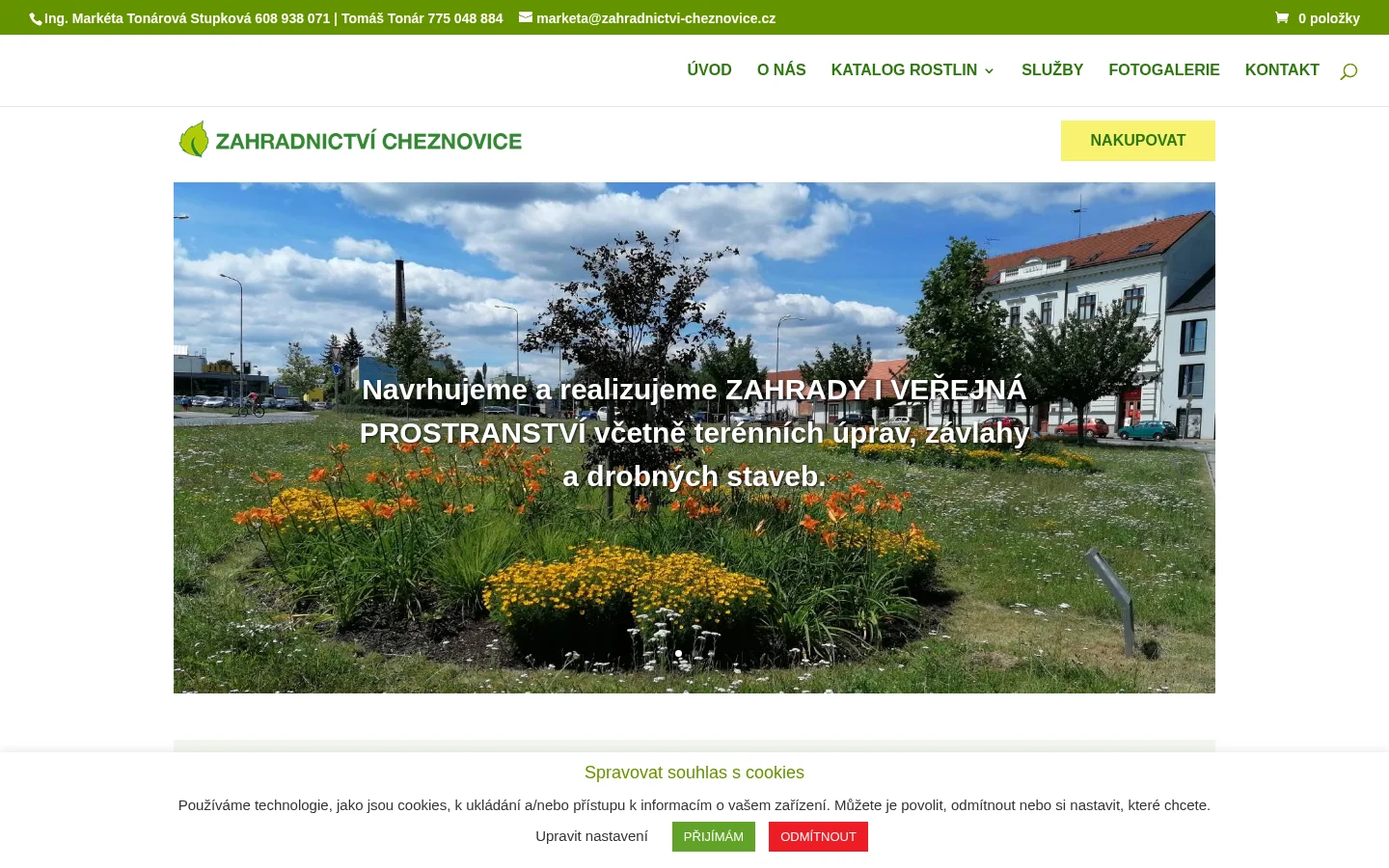 Zahradnictví Cheznovice - Markéta Tonárová Stupková website