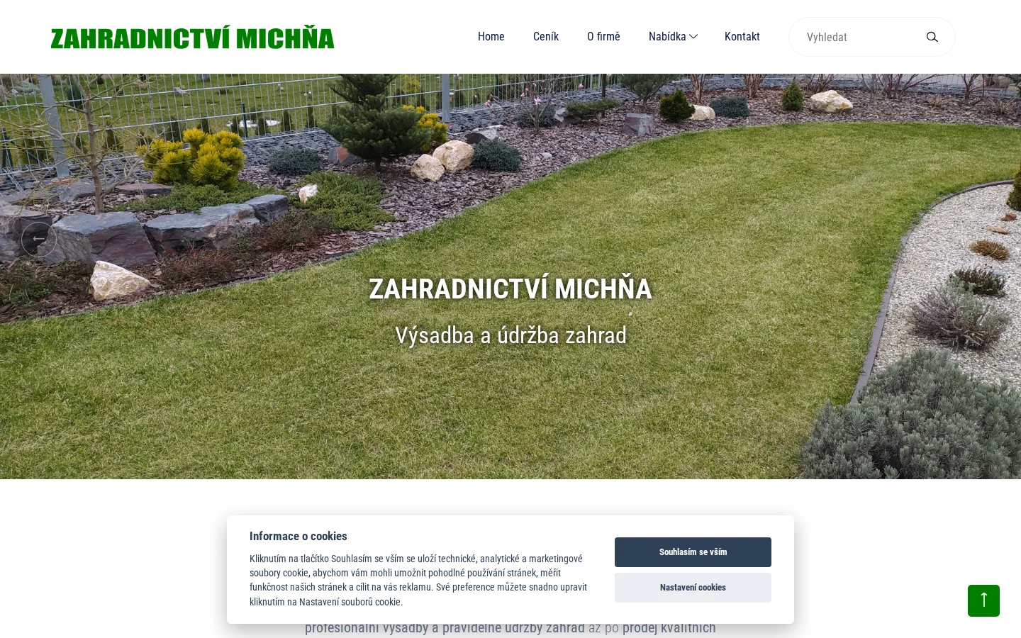 Zahradnictví Michňa website
