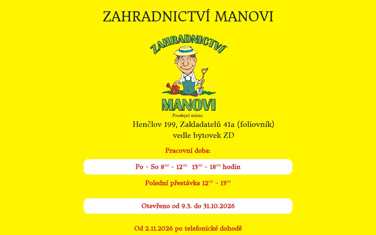 Zahradnictví Manovi website