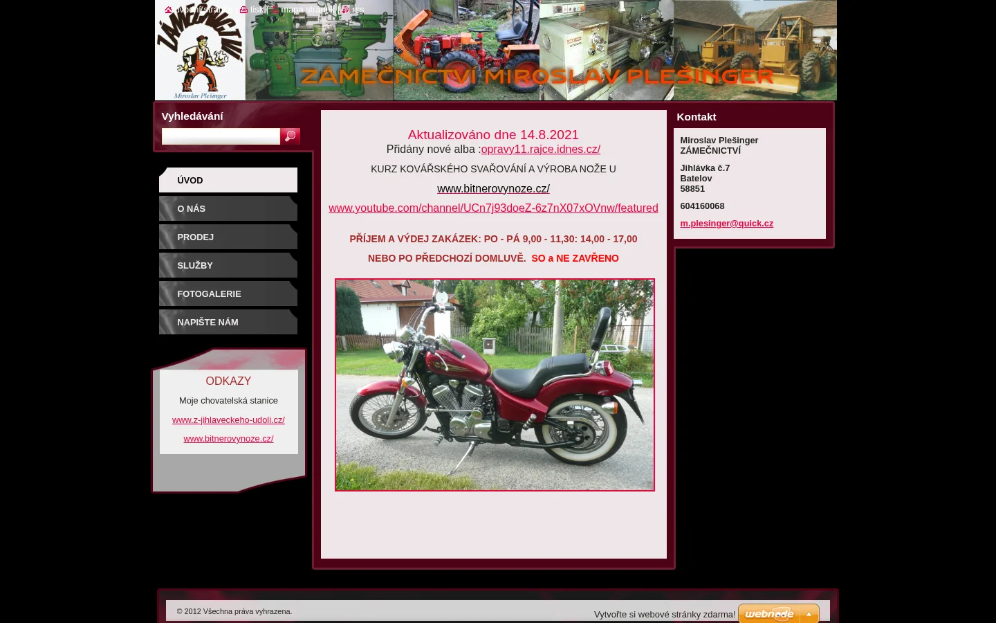 Zámečnictví Miroslav Plešinger website