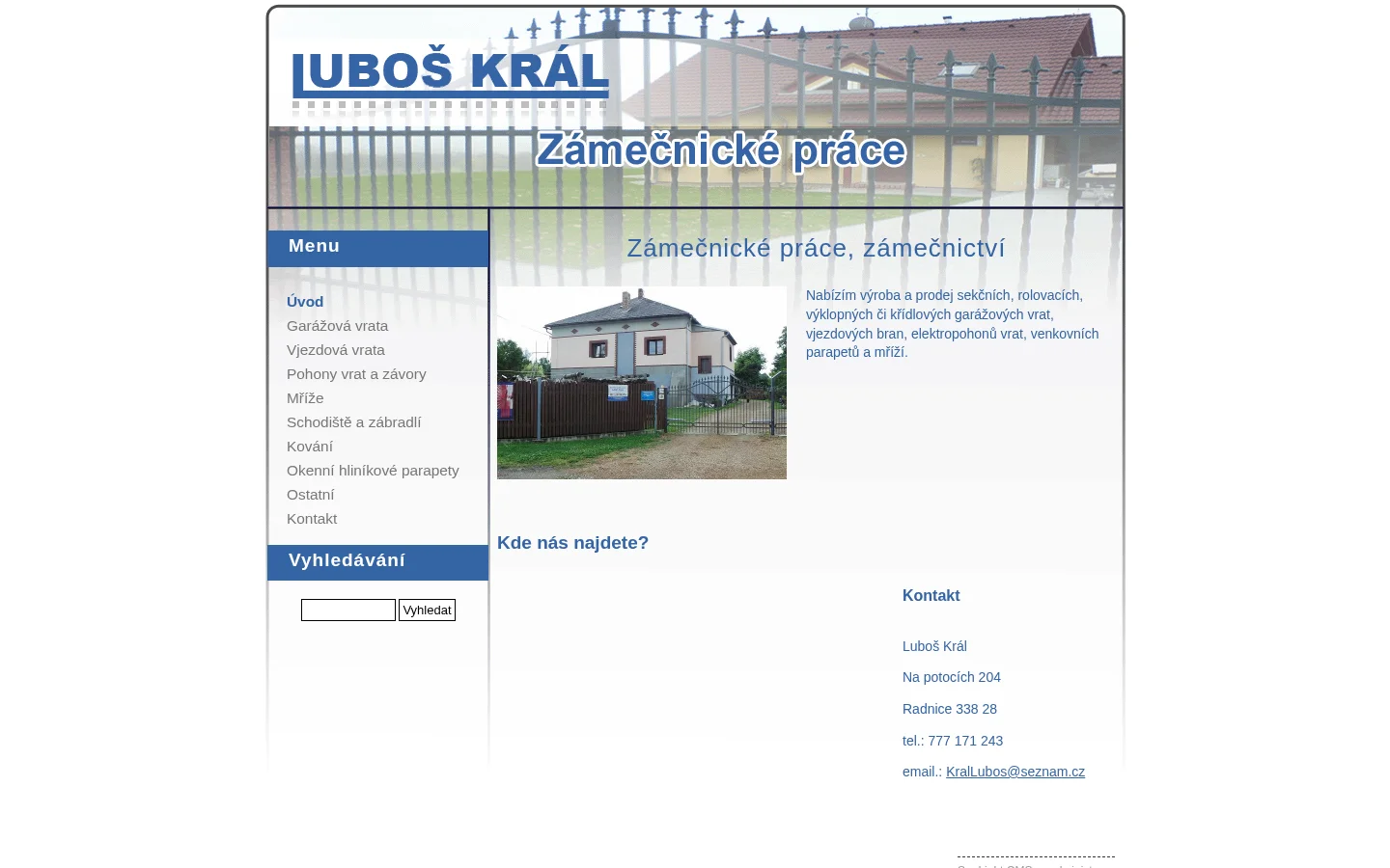 Zámečnictví Král website