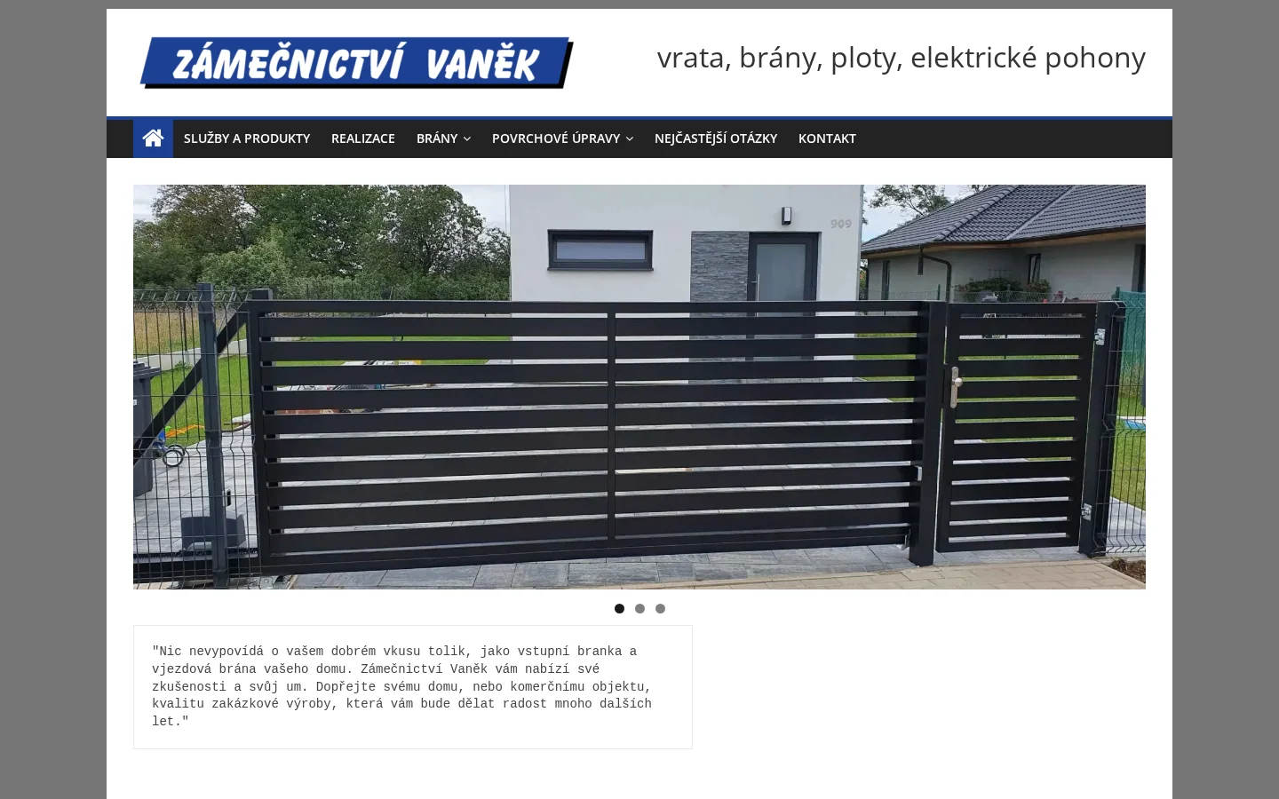 Zámečnictví Vaněk website