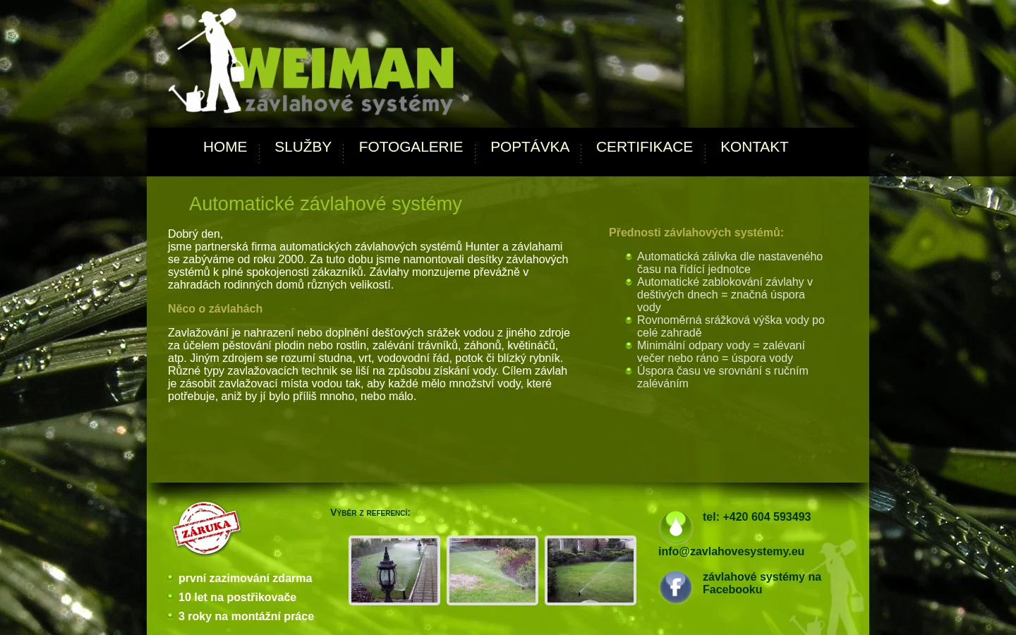 Závlahové systémy Weiman website