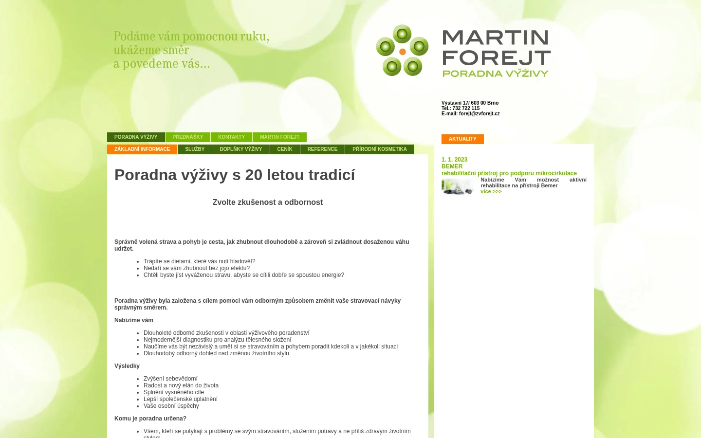 Mgr. Martin Forejt poradna výživy website
