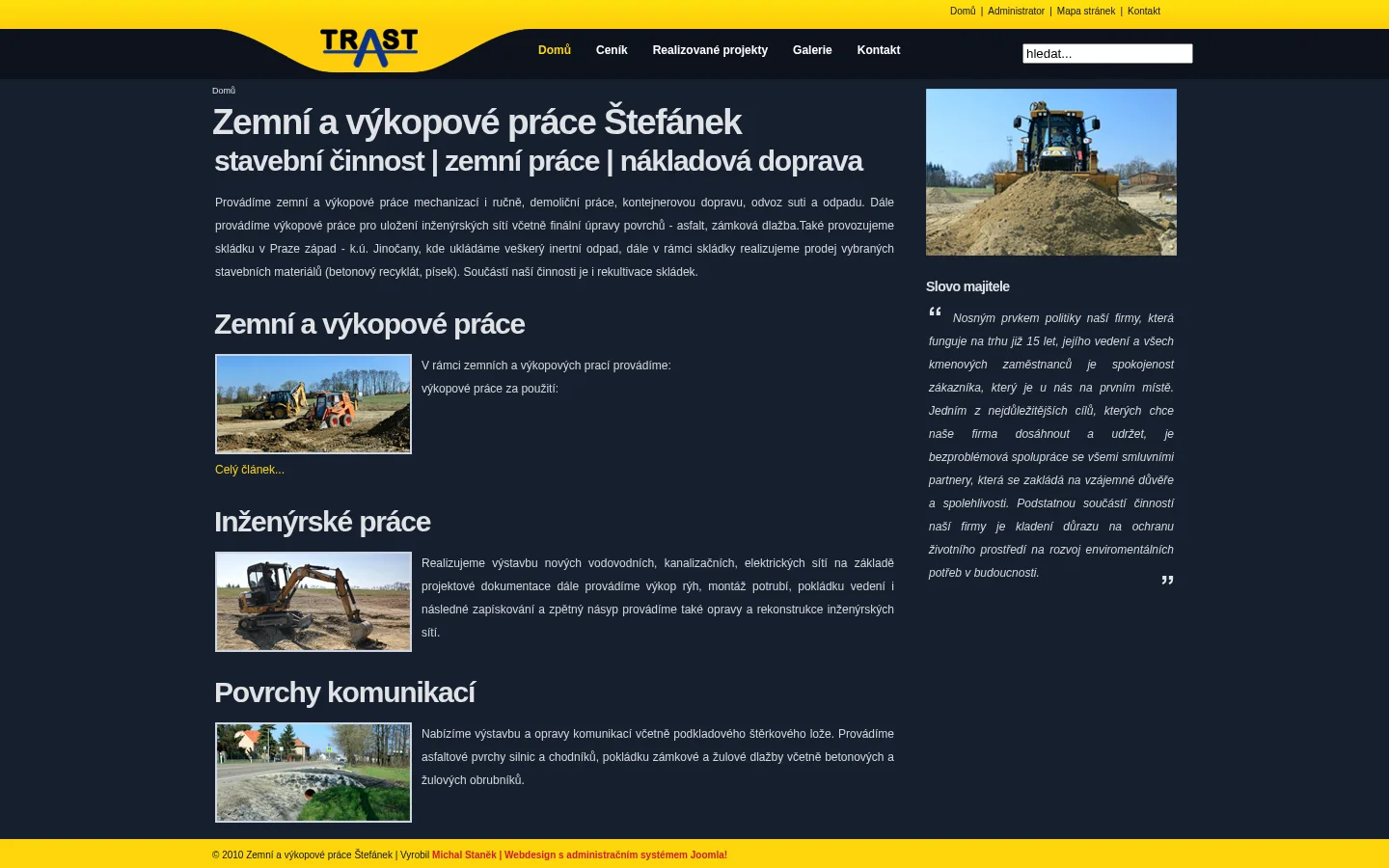 Zemní práce Štefánek website