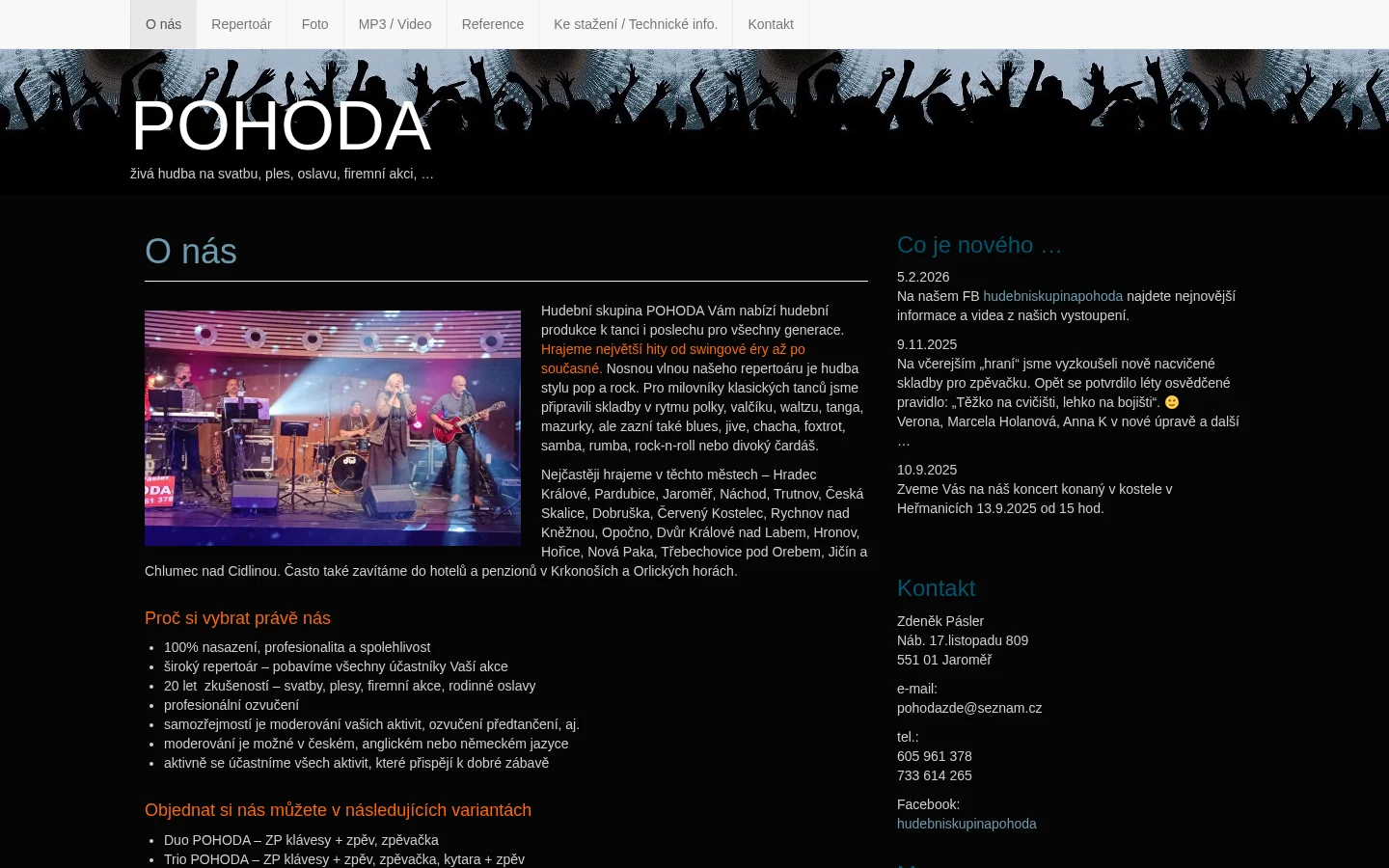 Hudební skupina POHODA website